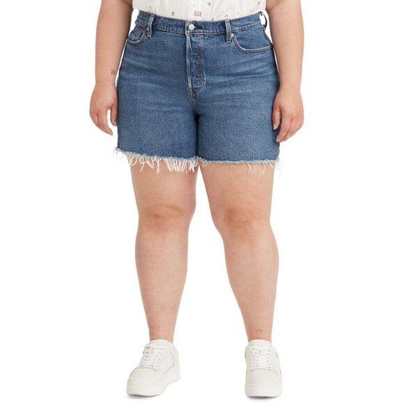 Levi's Women's 24W Plus Size 501 Original Jean Shorts - Dark Blue - Picture 1 of 4